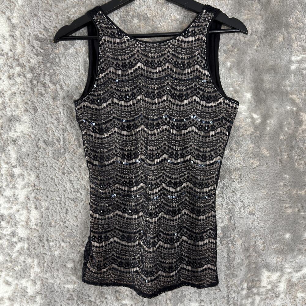 Maurices Size‎ S Abstract Sequin Top Black Sleeveless Casual Pullover Lined